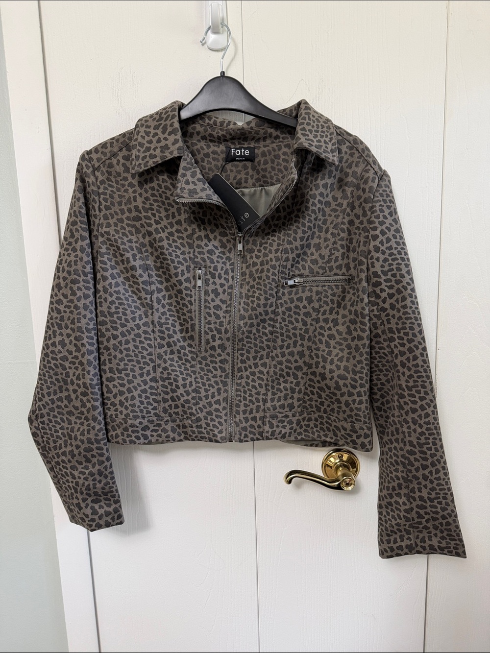 Fate Women's Cropped Leopard-Print Jacket - Taupe/Black